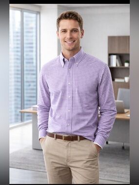 Brooks Brothers Madison Lavender Gingham Check Button Down Shirt. Non Iron. EUC